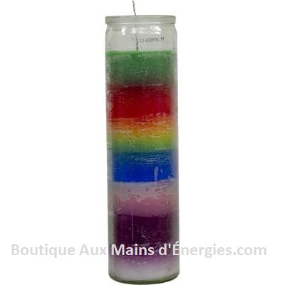 GLASS CANDLE 7 DAYS OF PRAYER OR OTHER USE - ODORLESS - MULTICOLOR - 8″ H